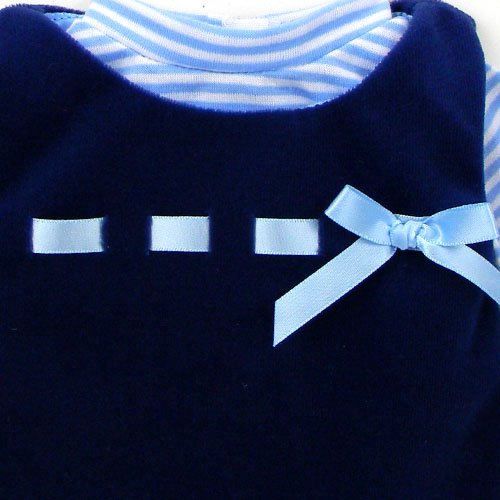 15 Inch Doll Clothing Outfit 2 Pc. Set of Navy Snowflake Dress & Blue Striped Shirt by Sophia's. Fits 15 Inch American Bitty Baby Girl Dolls & More! Baby Doll Clothes Navy Dress/Blue Striped Shirt | Gift Bag Included