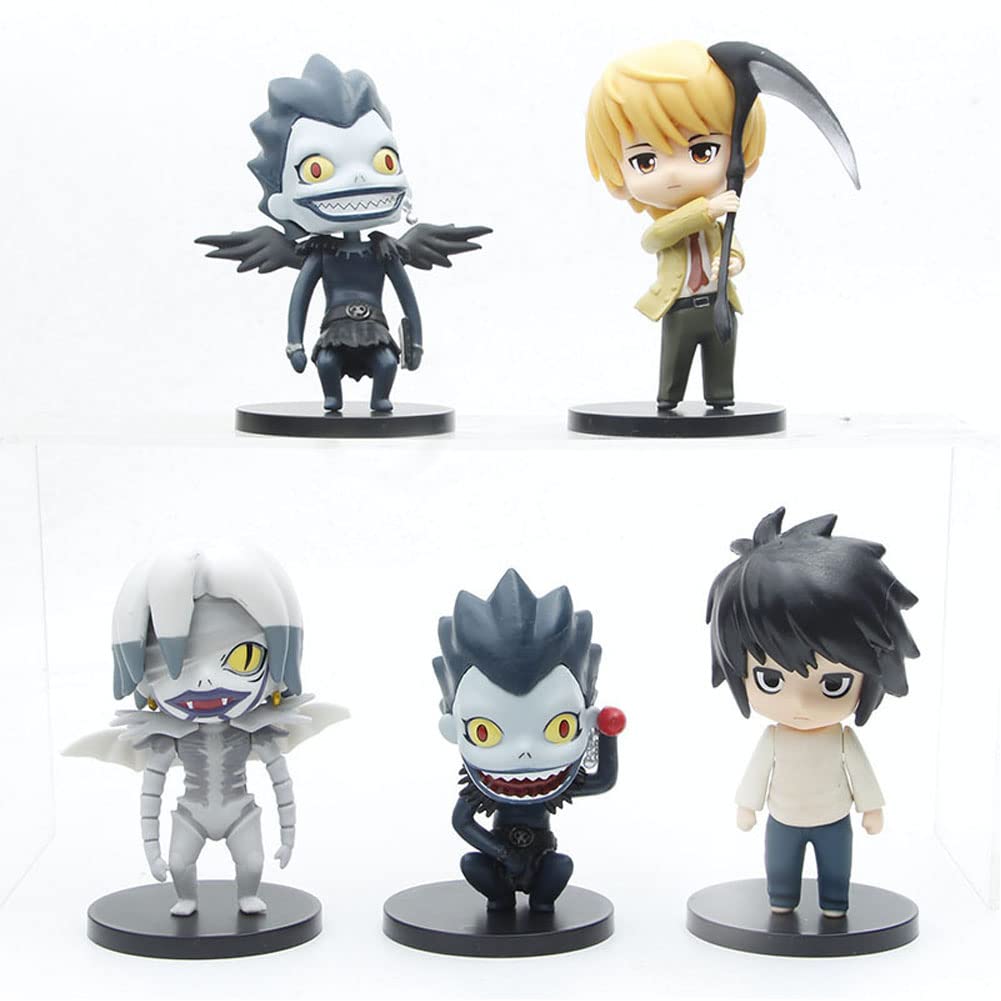 Tongyundacheng 5pcs Death Note Figurines Set 10cm Ryuuku L Yagami Anime Character Statue Model Collection Home Ornaments