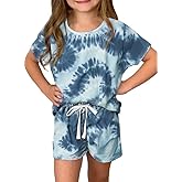 Dokotoo Girl's Summer Cute T-Shirt and Shorts Set with Side Pockets