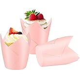 Xinlife Baking Cups 100Count Cupcake Liners Standard Tulip Baking Paper Cupcake Greaseproof Muffin Liners for Wedding Birthday Christmas Party Baby Shower Anniversaries All Festivals, Pink