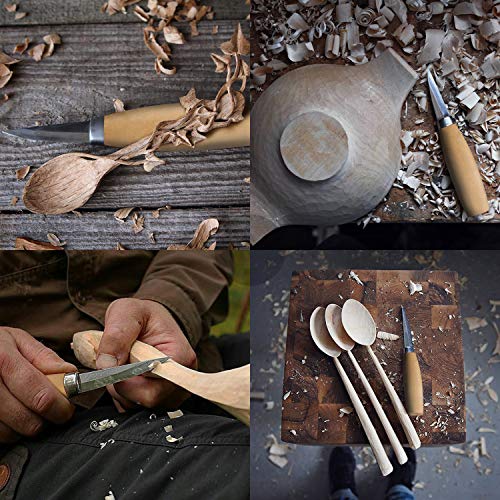 ETEPON Wood Carving Tools Set Whittling Sloyd Wood Carving Knife with Knife Sleeve + Hook Knife, Wood Carving Kit for Spoon Bowl Cup Kuksa Woodworking (Wood Carving kit) - Thumbnail 5