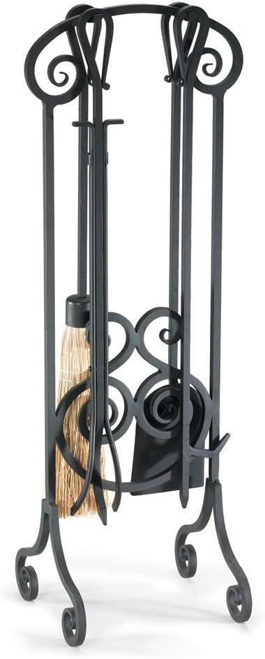Napa Forge, Brushed Pewter Pilgrim Home and Hearth 19002 Antique Scroll Fireplace Tool Set, 33″, 20 lbs