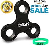 Chillax Fidget Spinner - Tri-Spinner Fidget Toy for Anxiety and ADHD - Premium Quality EDC Focus Toy for Kids & Adults - Best Stress Reducer, Giving Up Smoking Boredom and Relaxation Toy (Black B)