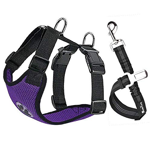 Slowton Dog Car Harness Plus Connector Strap, Multifunction Adjustable