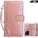 Dailylux Case for Samsung Galaxy S8 5.8” - [Built-in 9 Card Slots] Protective Faux Leather Folio Flip Wallet Case with Wrist Strap, Cash Holder, Magnetic Closure, Glitter Rose Gold