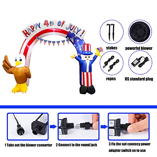 SEASONBLOW 8Ft Long 4th of July Inflatables Archway Outdoor Decorations