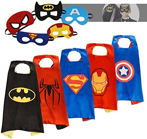 CareWell Superhero Capes for kids with Masks-5 Sets-Superhero Costumes-Birthday Costume for Kids Toddler