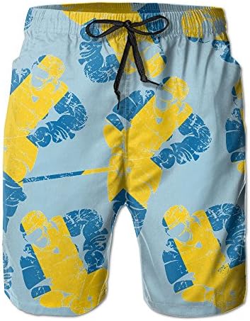 Sweden Flag Puck Men Swim Beach Shorts Loose Sweatpant Running Pants With Pockets