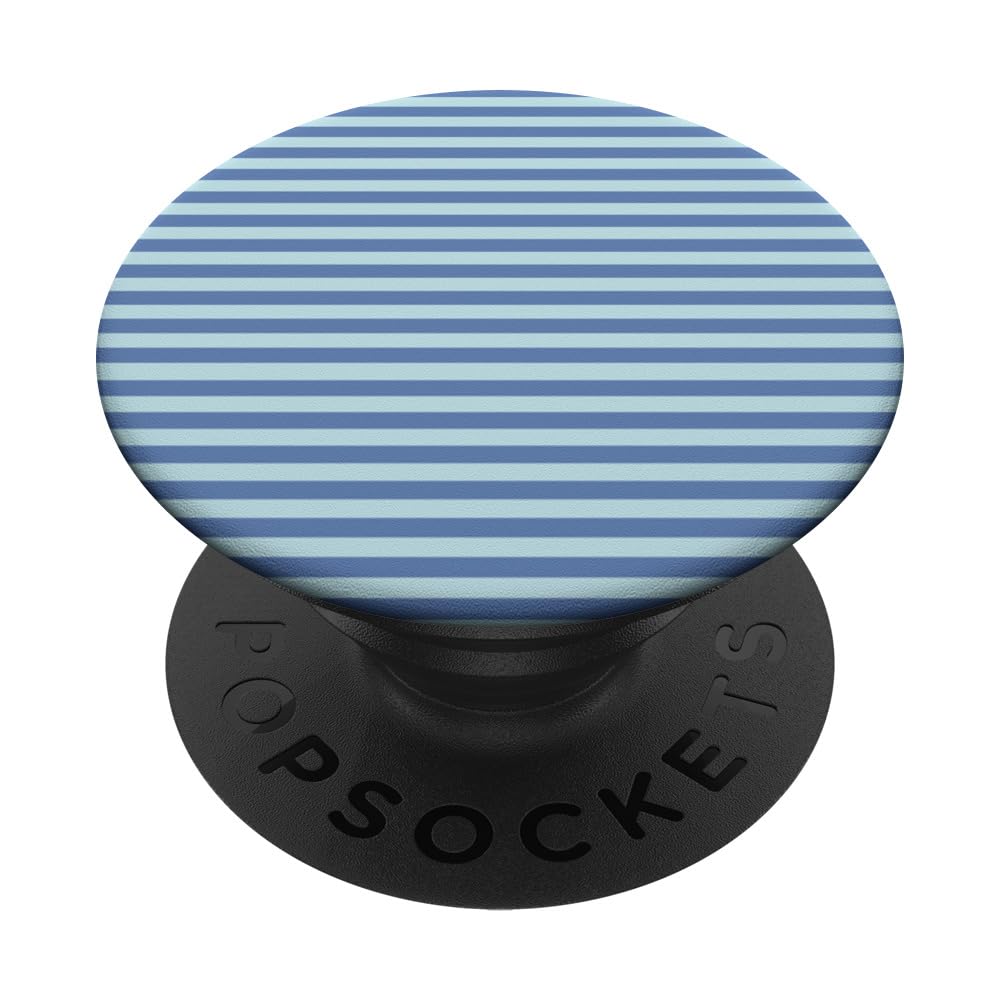 Pastel Blue Stripes Geometric Horizontal Lines Pattern PopSockets Swappable PopGrip