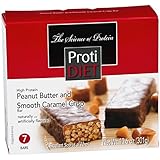 Protidiet Peanut Butter and Smooth Caramel Crisp High Protein Bars (Box of 7) Net Wt 10.6oz