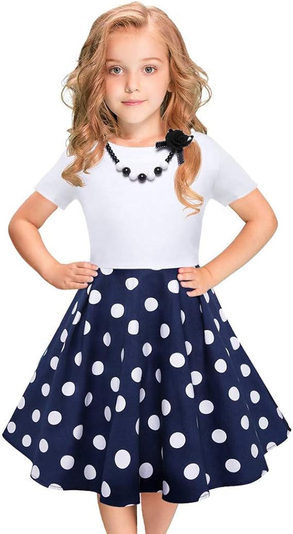 Amazon Co Jp キッズ服 女の子 ワンピースドレス波点レトロ フレア パネルスカート チュチュプリンセスドレス 子供服 可愛い お姫様 フォーマル ドレス カジュアル かわいい パーティー 結婚式 通園 発表会 学園祭 演劇 ステージ イベント 衣装 コスプレ 仮装 服