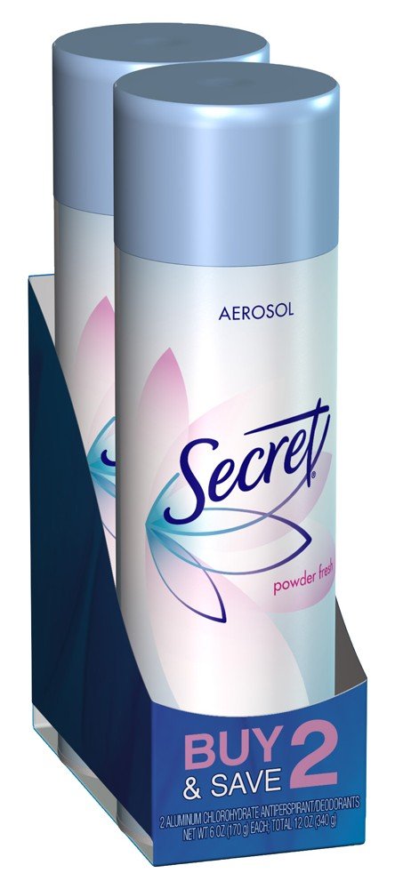 BL Secret Deodorant Powder Fresh Two Pack 6 oz Aerosol (037000586906)