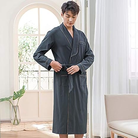 Amazon Co Jp Cenpen バスローブ ガウン パジャマ ローブ男性綿100 Housecoatブランド品質長袖秋バスローブ高級着物メンズ コットン浴衣上品バスローブ ふわふわ 暖か 男女兼用 ルームウェア Color 987 A Size L ホーム キッチン