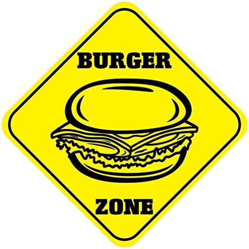 Burger Zone Crossing Sings Funny Novelty Metal Signs Aluminum Outdoor Metal Wall Plaque 12x12 inches