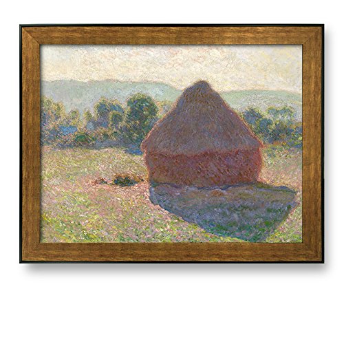 Haystacks Midday by Claude Monet Framed Art Print Famous Painting Wall Decor Bronze and Black Frame