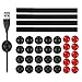 Multipurpose Cable Clips, YonHan 20 Pack Cord Holders Management System + 4 Pack Reusable Fastening Cable Ties for Organizing USB Charging Cables - Black