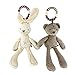 Godr 2 Packs Baby Hanging Toy Soft Plush Baby Crib Stroller or Car Seat Hanging Bell Animal Wind Chime for Newborn Toddlers, Bunny + Bear