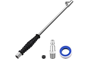 SAFELIFE 16-1/4" Extended Dual Head Air Chuck for Semi Trucks Dually Tires, 1/4" FNPT Heavy Duty Lock On Tire Inflate Chuck w/Quick Plug - Closed Flow