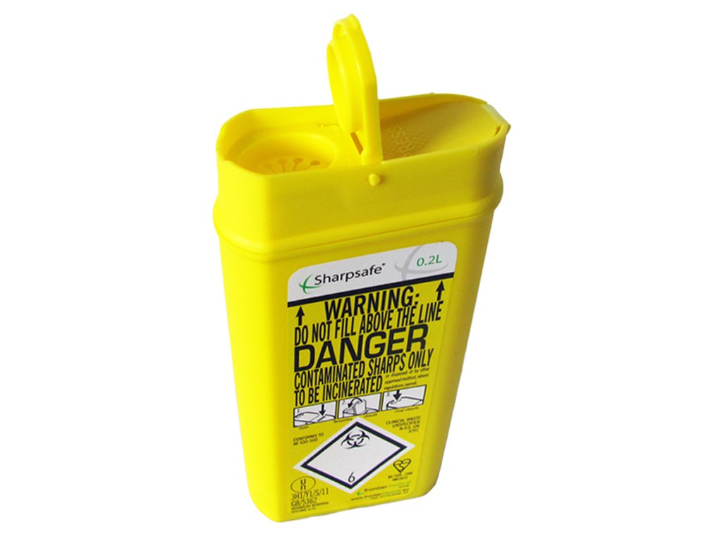 Sharpsafe 41731430 Sharp Bin, 0.2 L, Yellow, Size: 3.7 cm x 7.9 cm x 14.6 cm, 0.2 L - Image 3