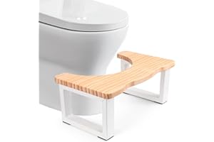 AOUNIK Wooden with Metal Squatting Toilet Stool for Bathroom,Poop Stool for Adults Kids,Squatty Potty with Non-Slip Pads,White,7"