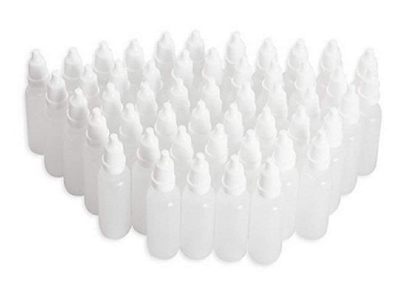 VASANA 50PCS 15ml Empty Plastic Refill White Dropping Bottles Liquid Squeezable Dropper Vials Sample Packing Storage Holder with Screw Cap and Orfice Reducer(Drops of Plug Can Removable)