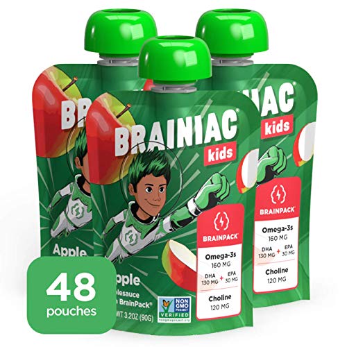 Brainiac Kids Applesauce Pouches, Apple, 48 Count, 3.2 oz