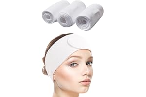 SINLAND Spa Headband for Women 3 Counts Adjustable Makeup Hair Band with Magic Tape,Head Wrap for Face Care Makeup and Sports