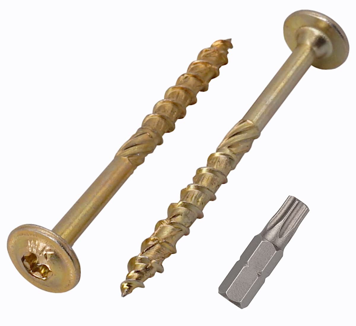 Marcopol (Pack of 20 pcs) Galvanized Steel 6.0 x 70 mm Yellow Wood Screws, Torx Head, Wafer Head, Timber Screws, Partially Threaded (20, 6.0 x 70 mm)