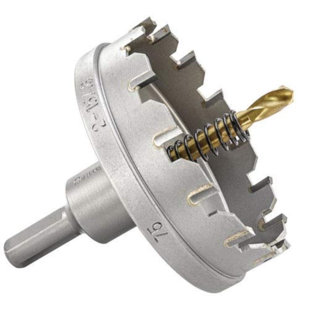 Starrett Tungsten Carbide Tipped Hole Saw - SM75 Sheet Metal Cutter With Arbor & Pilot Drill Bit - For Drilling Stainless Steel Aluminum Alloy - 75 mm