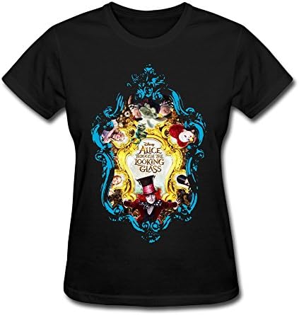 YvonneArt Women's Alice Through The Looking Glass Moive Poster &amp; Mirror Frame Tshirts Black XX-Large