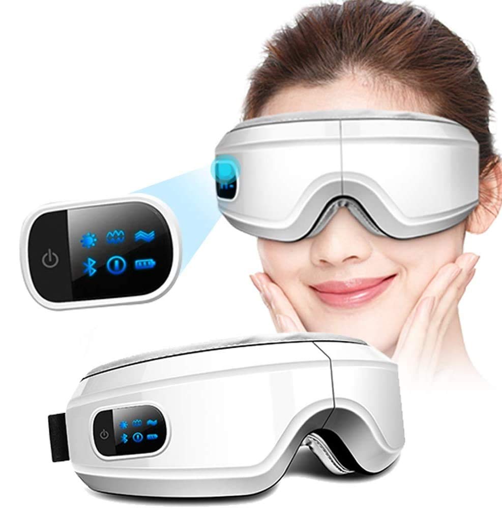 Mua アイマッサージャー 目元マッサージャー 美顔器 19年最新型5モード 4機能 エア 振動 温感 音楽 マッサージ機 マッサージ器 アイマスク マッサージ ストレス解消 眼精疲労 疲れ目 快眠 180度二つ折り Usb充電式 日本語説明書付属 灰白 Tren Amazon Nhật Chinh