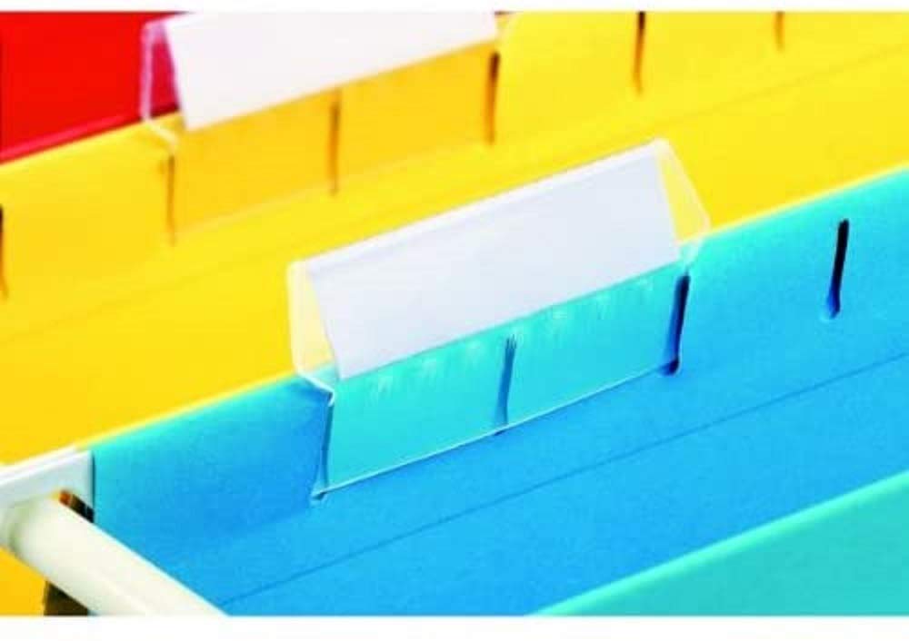 Esselte Classic Label Holders with Labels for Classic Suspension Files, 50mm,Transparent Pack of 25, 94514, White