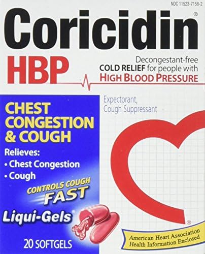 Coricidin Hbp Chest Congestion & Cough Liqui-Gels, 20 Count (Pack of 36)