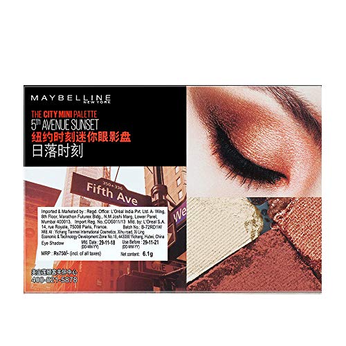 Maybelline New York Eyeshadow Palette, 6 Highly Blendable Shades, Sheer Finish, City Mini Palette, 5th Avenue Sunset, 6.4g 7 Maybelline New York Eyeshadow Palette, 6 Highly Blendable Shades, Sheer Finish, City Mini Palette, 5th Avenue Sunset, 6.4g - Image 7