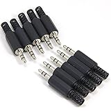 Ancable Replacement 10-Pack TRS Male Plug 3 Pole 1/8" 3.5mm Solder Type DIY Audio Cable Connector for Repair Headphones Headset