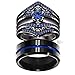 LOVERSRING His and Her Rings Bridal Sets His Hers Black Gold Plated Blue Sapphire Stainless Steel Wedding Ring Band Set