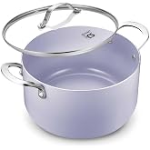 KOCH SYSTEME CS 6 QT Ceramic Stock Pot with Lid, Induction Compatible Cooking Pot for Soup, Oven Safe， Purple