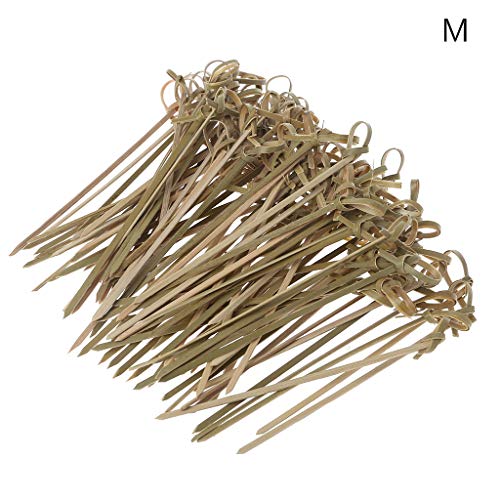Kofun Bamboo Sticks, 100 Pieces Disposable Bamboo Tie Knotted Skewers Twisted Ends Cocktail Food Fruit Picks Fork Sticks Buffet Cu Pieceake Toppers Wedding Party Decoration M