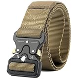 Valpeak Military Tactical Belt Quick Release Riggers Buckle Nylon Gun Belt for Concealed Carry Heavy Duty Holster, 1.5 inch Web Men (Tan, M)