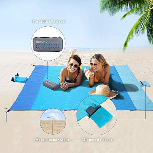 Nylon beach mat with sand-resistant backing and built-in bag, priced at $42.99.