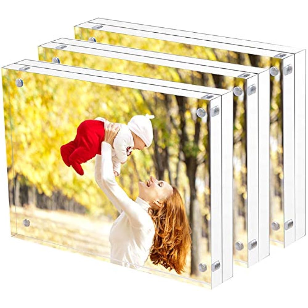  3 Pack 4X6 Acrylic Frames, Clear, Photo Frame, Double Sided
