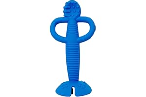 Busy Baby Teething Spoon - 2-in-1 Teether and Training Spoon for Self Feeding, Dishwasher Safe, BPA Free, Food Grade Silicone (Blue)