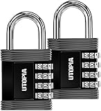 Utopia Combination Pad Lock (2 Pack) - 4 Dial Combination Heavy Duty, Anti Rust Zinc Alloy Pad Lock- Perfect for School, Office, Gym, Sports Locker and Travelling - by Utopia Home (Large)