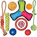 10 Pack Dog Toy Set Ball Rope and Chew Squeaky Toys for Small Medium Dog