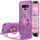 OCYCLONE Galaxy Note 9 Case, Glitter Cute Phone Case for Women Girls with Kickstand, Bling Diamond Rhinestone Bumper with Ring Stand Compatible with Galaxy Note 9 Case for Girl Women - Purple