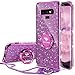 Galaxy Note 9 Case, Glitter Cute Girly Bling Diamond Rhinestone Bumper with Ring Kickstand Slim Thin Soft Protective Samsung Galaxy Note 9 Phone Case for Girl Women Released 2018 - Purple