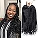 6 Packs/lot Goddess Faux Locs Crochet Hair Braids 16 inch Straight Faux Locs with Curly Ends Crochet Twist Braiding Hair 24 Strands/Pack Black Goddess Locs Synthetic Hair Extensions Dreadlocks (1b)