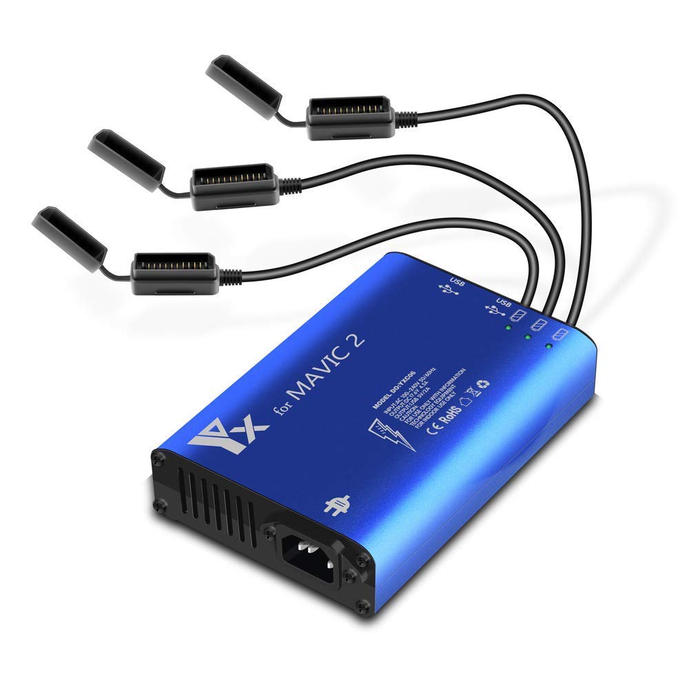 Yangers DJI Mavic 2 Zoom / 2 Pro/Mavic Enterprise Multi Charger, Simutaneous Parallel Charging Hub, Smart Rapid Balance Dock Station for 3 Flight Batteries, Remote Control Smaratphone Tablet