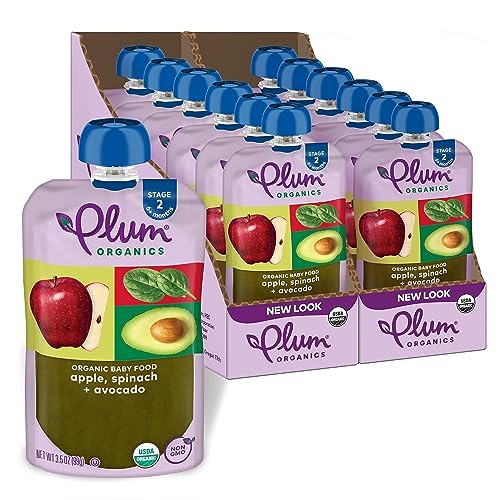 Plum Organics - 6+ Months Organic Baby Food - Apple, Spinach, & Avocado - Non-G…