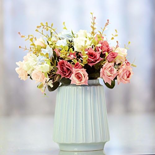 LVLIDAN Flora Artificial Flowers Home Accessories in pots Hibiscus Set Silk Ceramic vase Pink